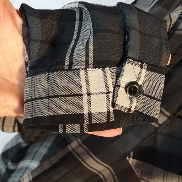 Sans Souci Black & White Plaid Sheer Oversized Blouse - Picture 6 of 8